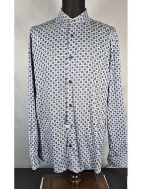 7 Downie St Couture Geometric Print Long Sleeve Men’s Shirt Size 7